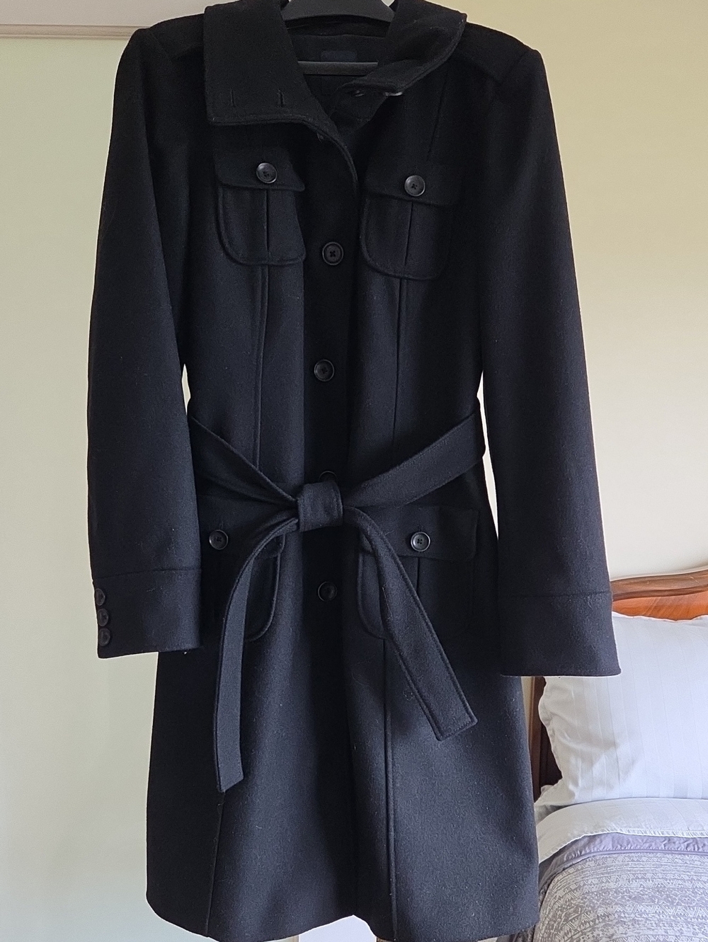 Absolutely Stunning Women's GAP Black Belted Trench Coat Fully Lined XLarge